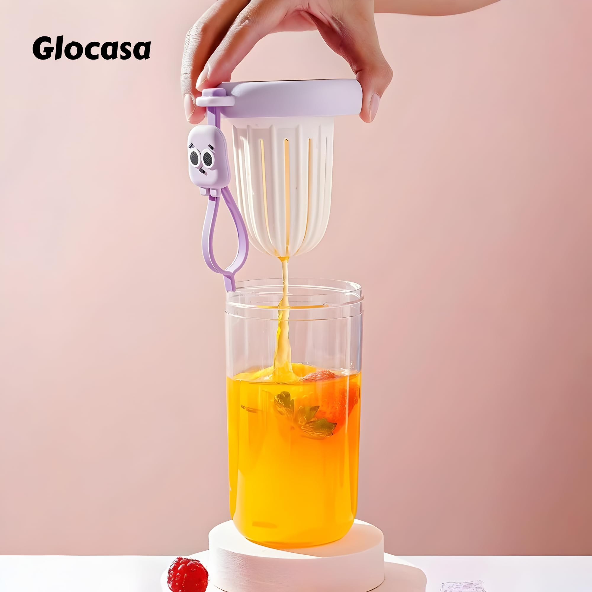 GLOCASA Cute Glass Tea Infuser Tumbler with Straw & Lid - Reusable Loose Leaf Tea Cup, Easy Brew Clear Glass Mug for Home, Office & Gifting (400 ML) 1 PICS Multicolur 4