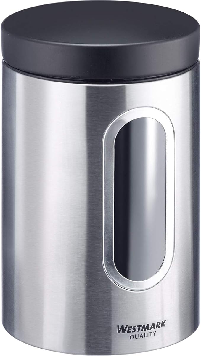 Westmark Vorratsdose mit Fenster, 1800 ml, Rund, ø 12 cm, BPA-frei, Rostfreier Edelstahl, 62372260