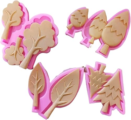 Fondant Molds 4 Pieces of Tree Leaf Shape Chocolate Cake Rim Baking Tool Biscuits Lollipop Silicone Mold