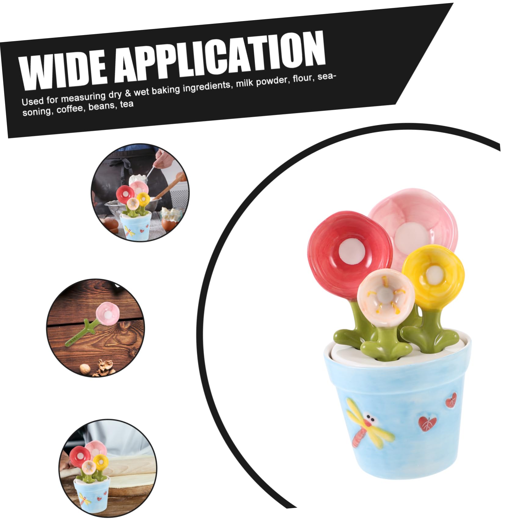 Cucharas Medidoras de Cerámica Forma de Flor para Baking para Medir Leche Polvo Azúcar y Ingredientes Secos Cocina