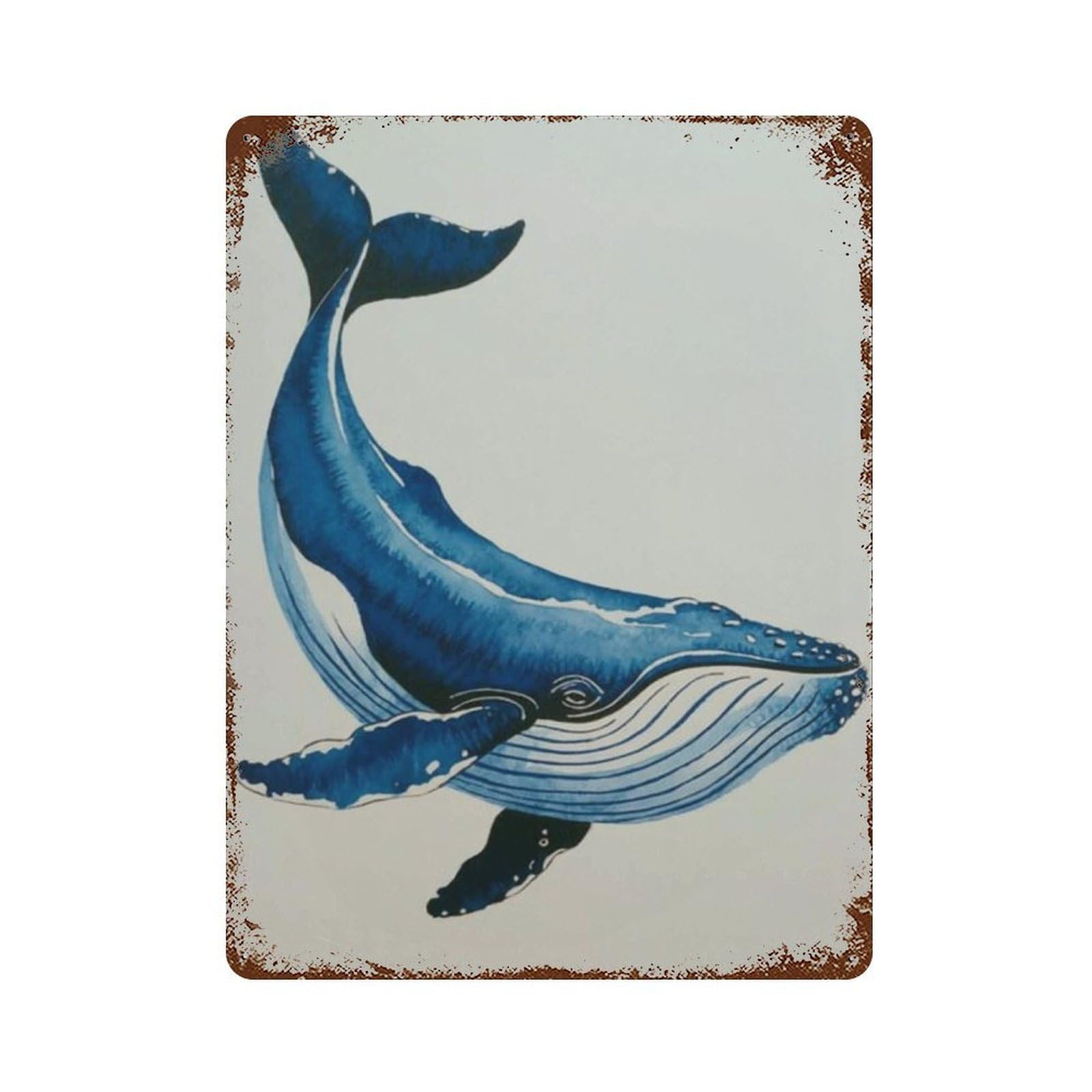 xiaoxiaoshen Blue Whale Ocean Coastal Nautical Marine Life Sea Creature Work Beach House Wall Decor Art Metal Tin Poster Modern Home Decor Art Home Bar Shop Decorations Vintage Sign 40x30cm