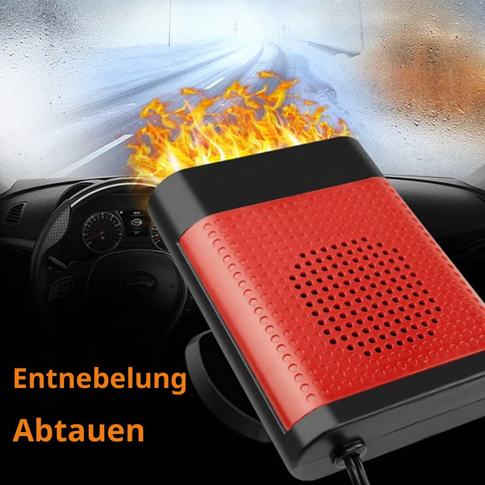 Tragbare Autoheizung, TOTMOX 12V 150W Auto Heizlüfter Frontscheibenheizung Windschutzscheiben Defroster, Mini Heizung Fensterheizung, Standheizung Mit Zigarette, 360° Schwenkbar