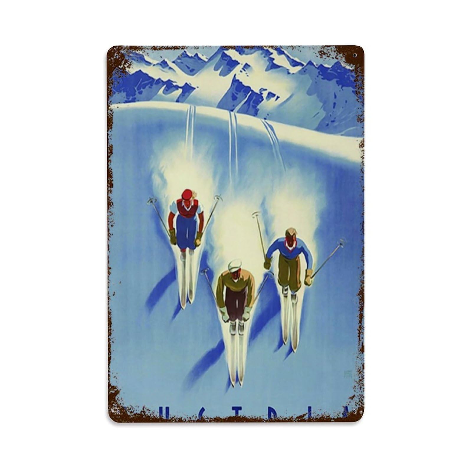 Austria Skiing Vintage Aluminium Metal Sign, Retro Wall Decor for Home, Bar, Garage & Farmhouse 30x20cm