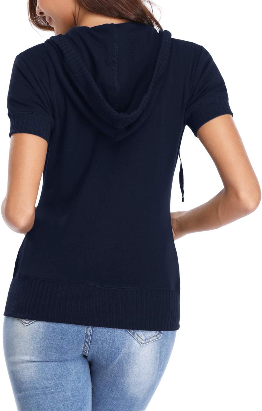 MISS MOLY Women's Zip Up Hoodie Short Sleeves Hooded Jacket Casual Lightweight Sweatshirt with Pockets - Image 5