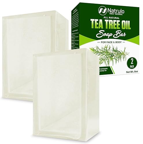 Barra de jabón de aceite de árbol de té para cara y cuerpo, 4 onzas, limpiador de piel totalmente natural, jabón limpiador de cuidado de la piel con