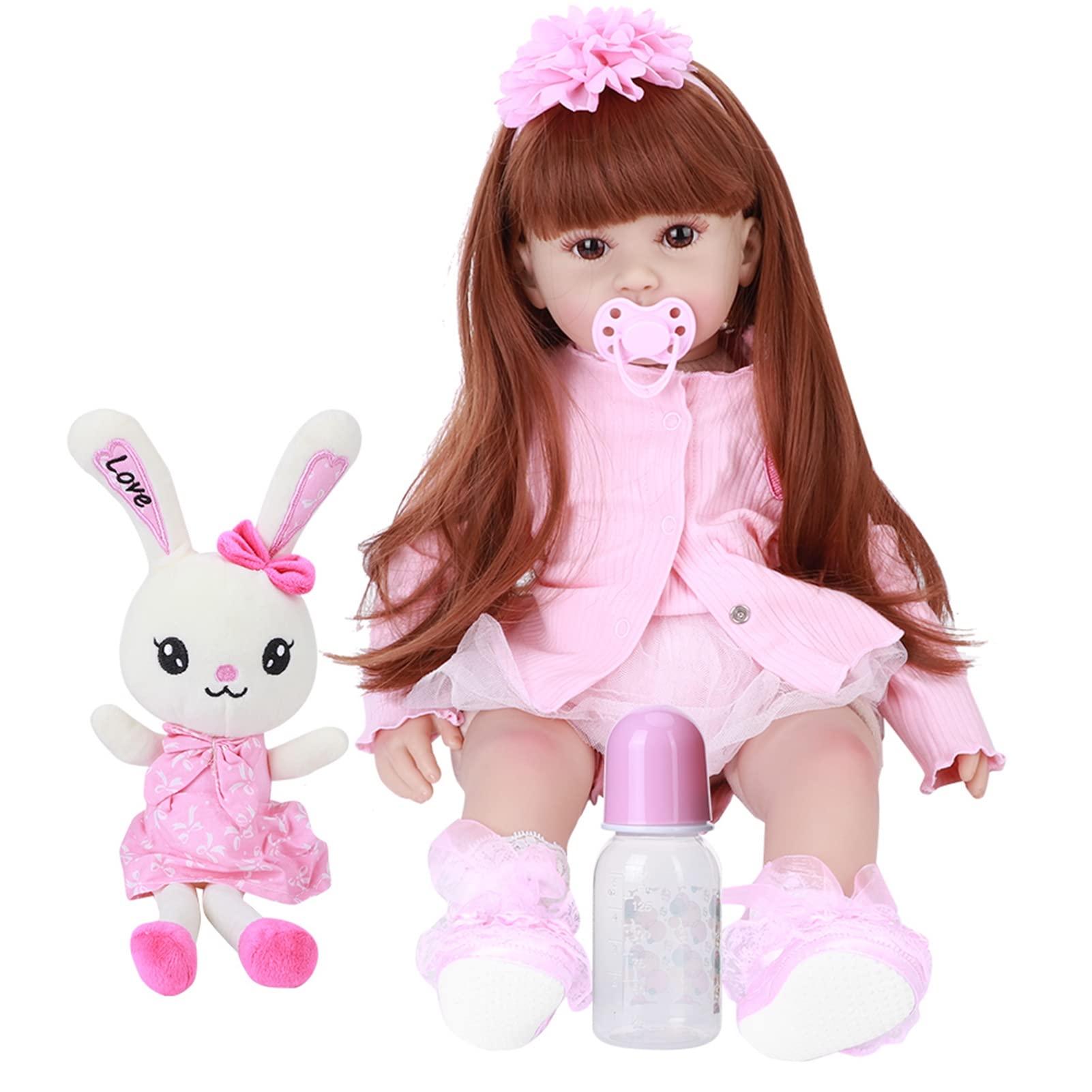 Bellissima Bambola per Giochi Creativi in ​​morbido Silicone da 60 Cm con Vestiti (occhi marroni)