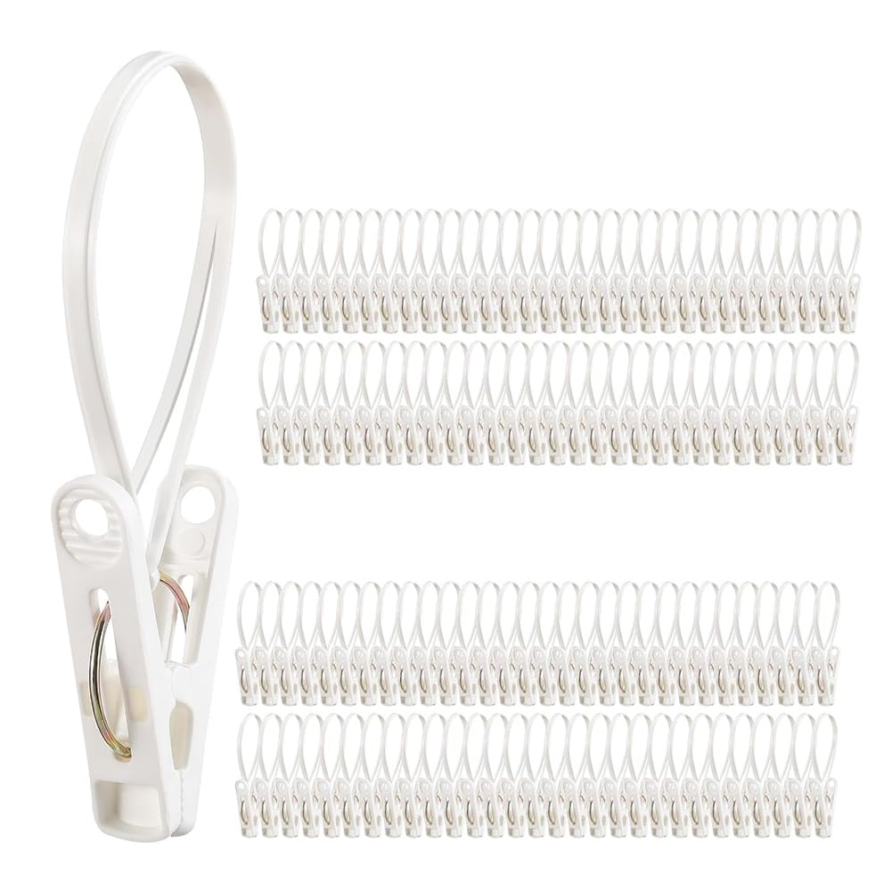 CTRLZS Multi-Purpose 60 Pack Laundry Hooks Bulk with Plastic Rope Hanger Clips for Baby Clothes Closet Organizer