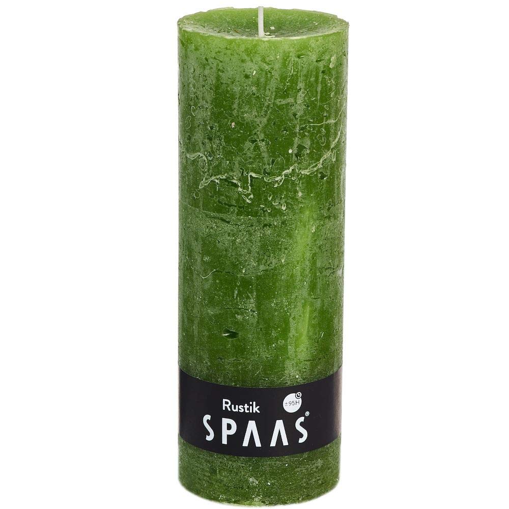 Spaas Rustic Unscented Pillar Candle 68/190 mm, ± 95 Hours, Olive Green