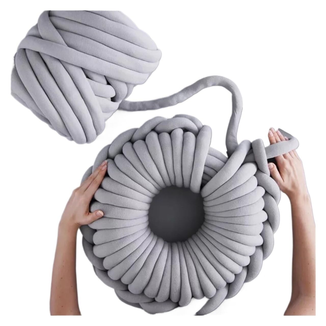 1 kg grubej przędzy bawełnianej do robótek ręcznych na szydełku DIY Arm Knitting Multicolor(Gray 1KG)
