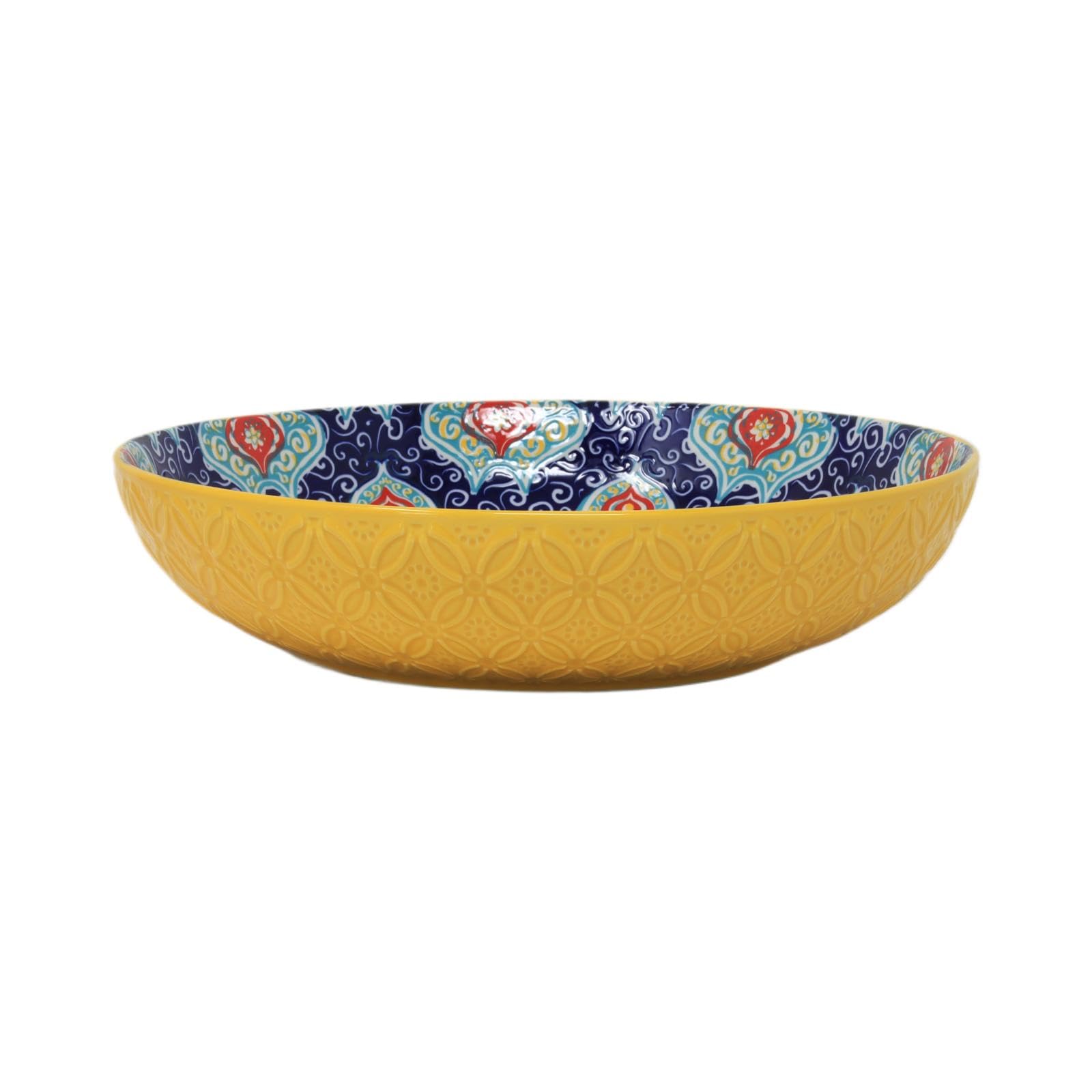 Lesser & Pavey Pasta Bowl Yellow Tuscany Mediterranean Bohemian Large Tableware Dish Decorative