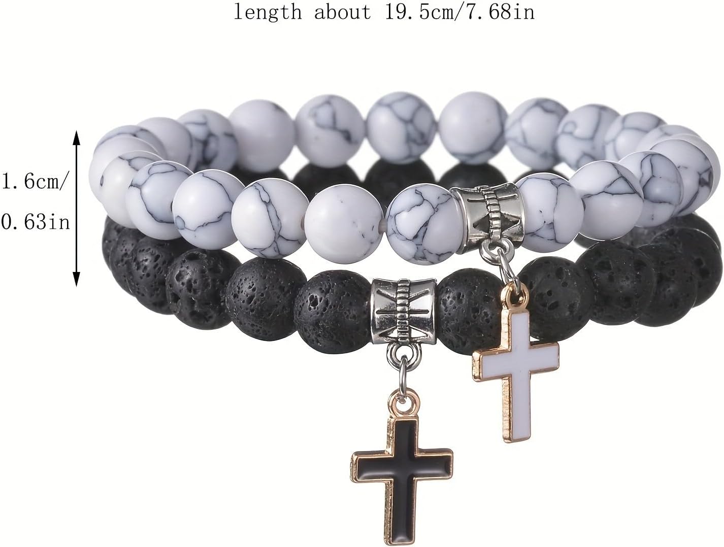 FORUBUS Lava Rock Beaded Bracelet Set with Cross Charm Matching Couple Bracelets Natural Stone Cross Jewelry - Image 7