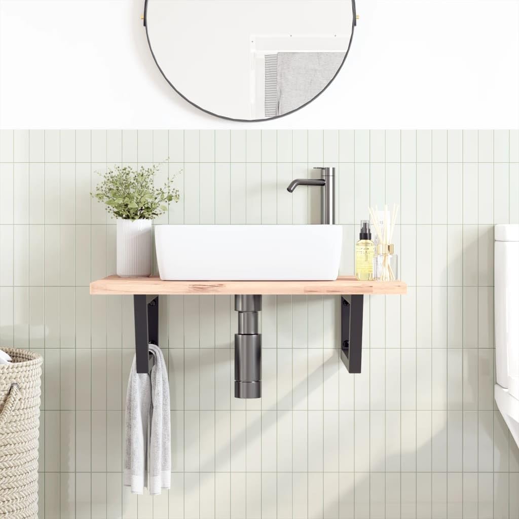 Soportes para lavabo (2 unidades, acero trapezoidal, montaje en pared y mesa, 15 x 40 cm, tubo de 3 x 3 cm, soporta hasta 100 kg)