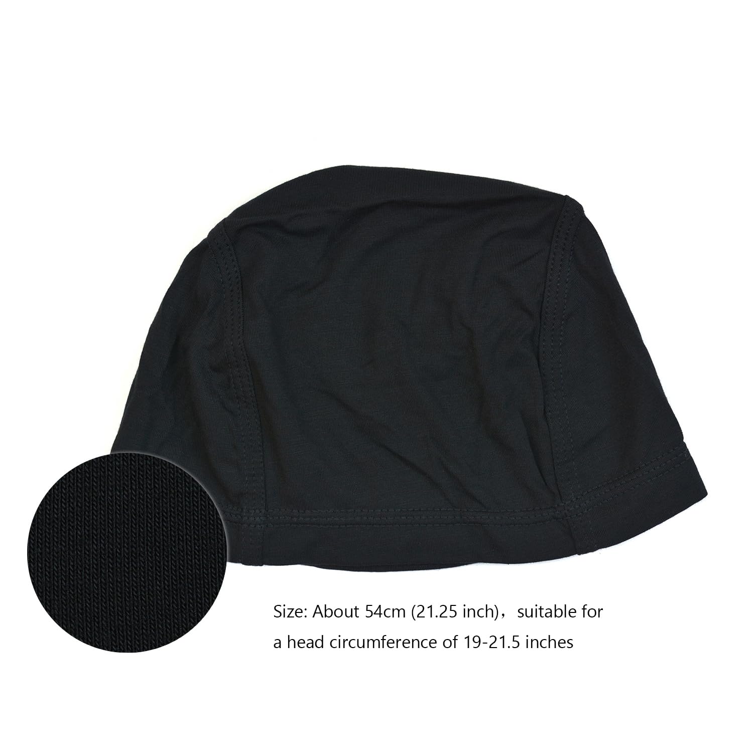 2 Pcs Bamboo Fiber Wig Caps Elastic Breathable Wig Cap for Wig Making (Black), 21.25 pollici - Image 2