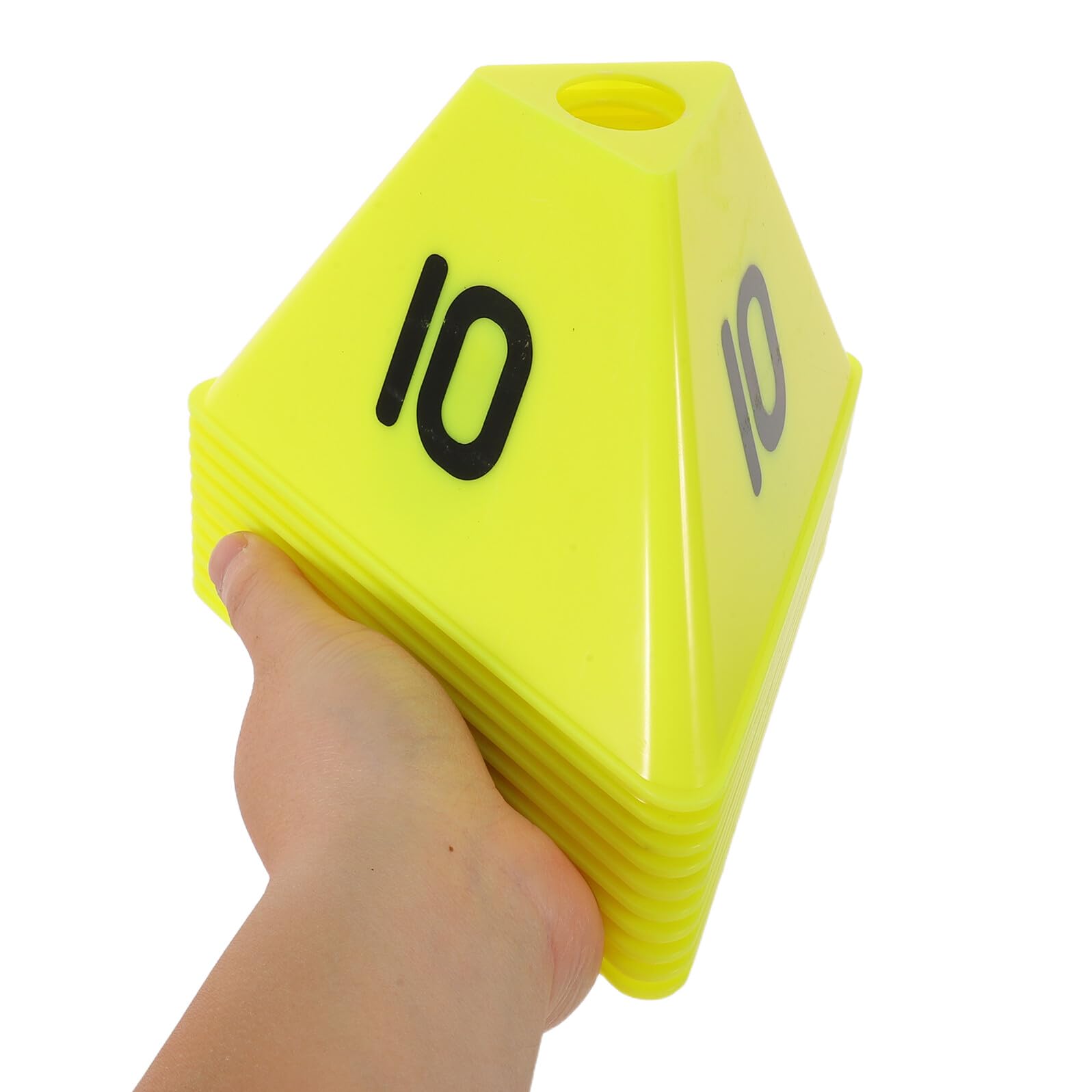 10piezas Conos de Entrenamiento Deportivo Conos Triangulares Numerados para Fútbol Marcadores de Campo para Entrenamiento Atlético Carreras Gimnasio Fluorescente