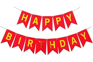 Red Happy Birthday Bunting Banner for Decorations