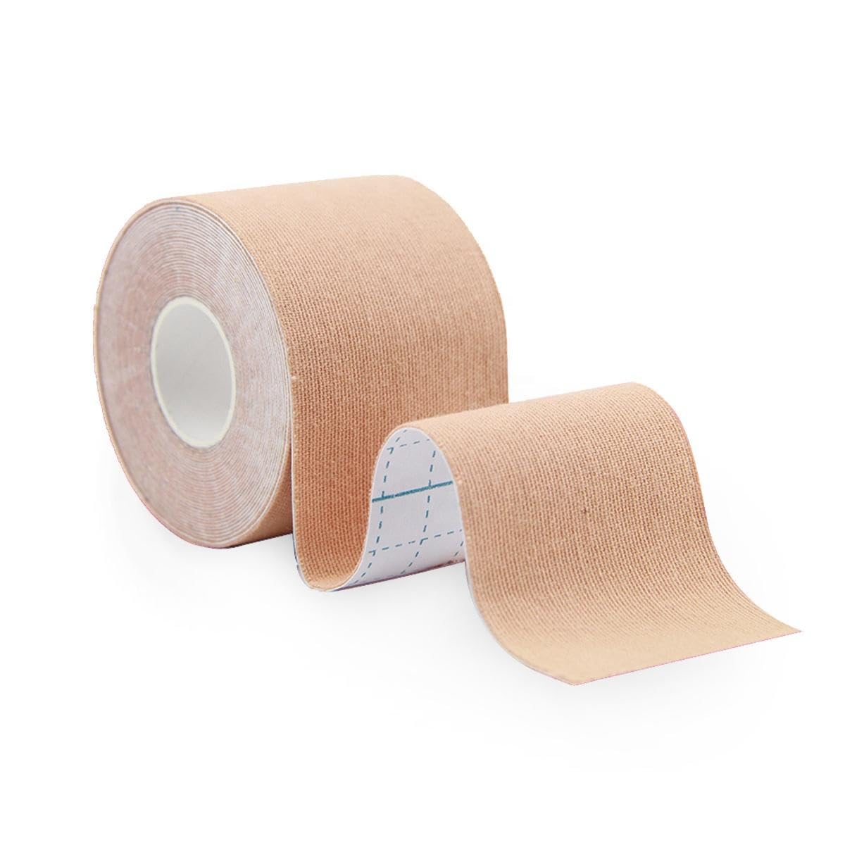 meddom Boob Tape for Women Breast Lift – Skin-Friendly, Waterproof, Invisible Body Tape with 5 Pairs Nipple Covers – 5m x 5cm | Booby Tape for Saree, Dresses & Deep Neck Outfits Beige-picture-2