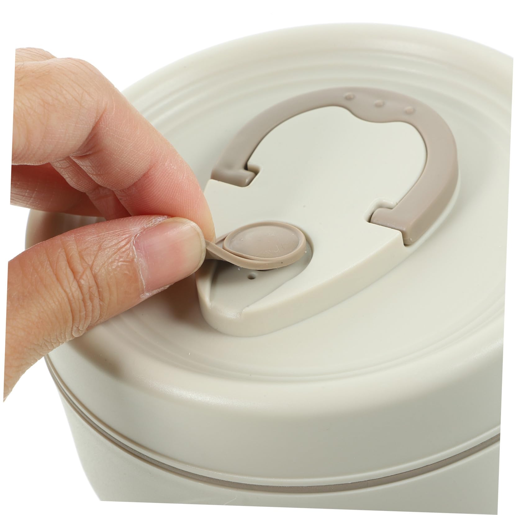Toyvian Bento Box in Acciaio Inossidabile 600ml con Coperchio Beige | Capacità 440ml, Struttura Isotermica Riutilizzabile, Manico Integrato, Formato per Pasto Singolo