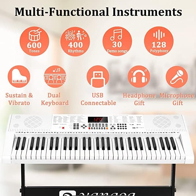 Miniatura 5 de Vangoa Piano de teclado 61 teclas iluminadas con guitarra acústica de 36 pulgadas para adultos principiantes