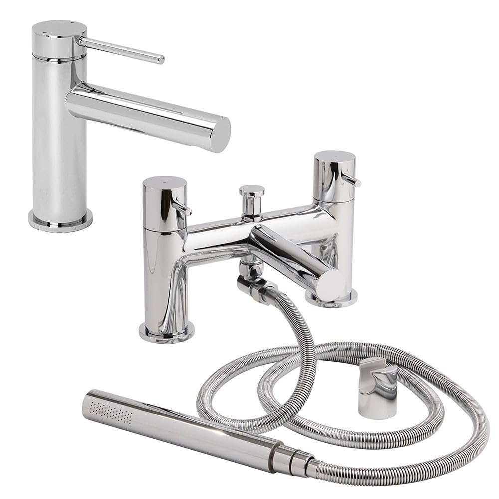 Milano Chrome Otto Mono Bathroom Basin Mixer Tap Bath Tap Hand Shower
