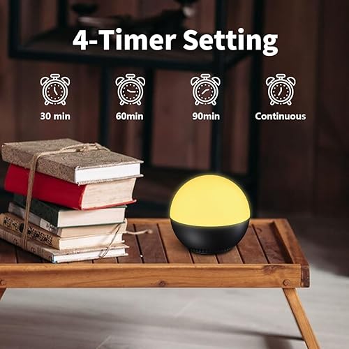 Miniatura 5 de Máquina de sonido pequeña portátil con luz nocturna para bebé, máquina de ruido blanco con 12 luces nocturnas de color, 30 sonidos relajantes,