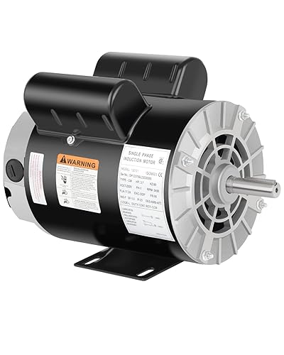 Motor de compresor de aire de 3.7 HP, motor eléctrico de 3450 RPM, motor monofásico de 230 V 17.2 A, eje con llave de 56 marcos de 58 pulgadas,