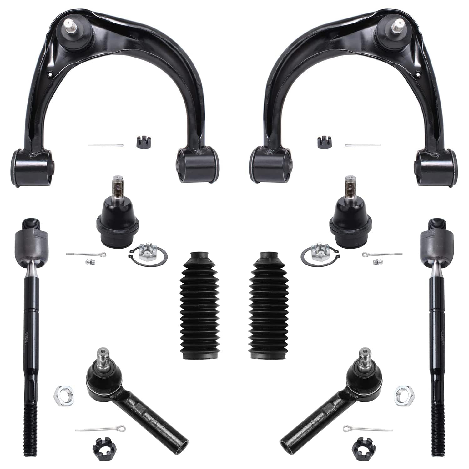Detroit Axle - Front Upper Control Arms Lower Ball Joint, Inner Outer Tie
