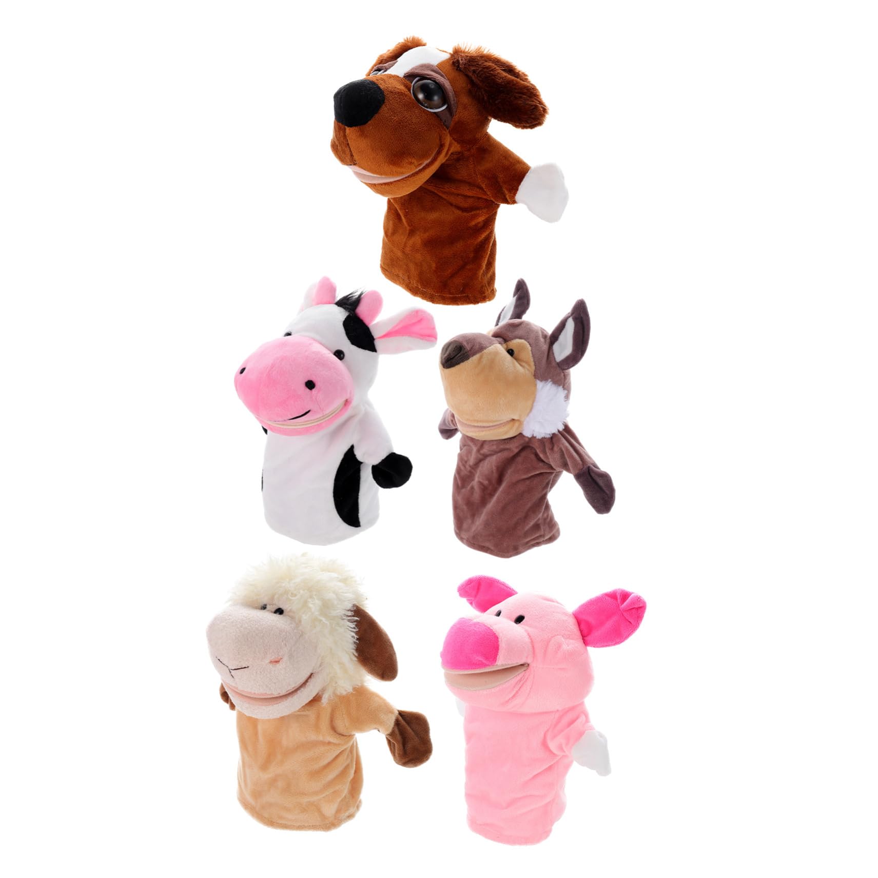 Mipcase 5 Títeres de Mano para Niño y Mamá, Peluche Corto y Algodón PP, Juego de 5 Piezas para Contar Historias y Roles Imaginativos