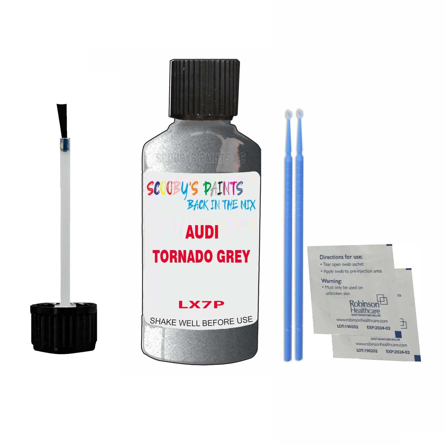 Scoobys Paints Back In The Mix Tornado Grey Touch Up Paint For Audi A3 Lx7p 2014-2021 30Ml Bottle Brush Scratch Stone Chip Repair Pen
