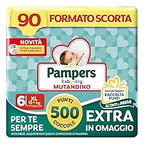 Pampers Baby Dry Mutandino XL +500 Punti Coccole extra in omaggio, Taglia 6 (15+ kg), 90 Pannolini (formato scorta)
