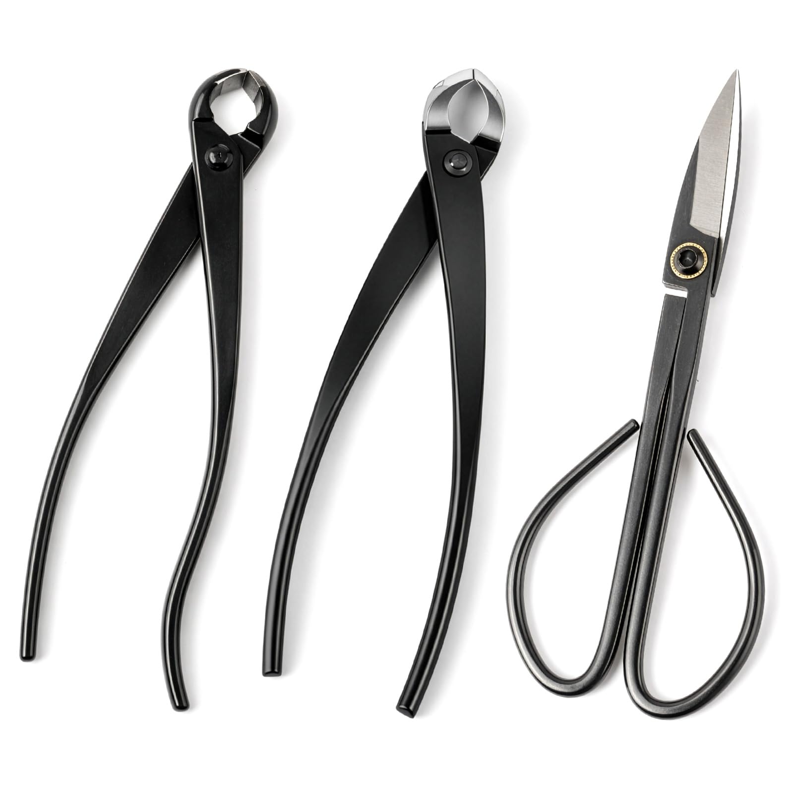 3 pcs/Set Stainless Steel Bonsai Styling Pruning Tools, Branch Pruning, Sharp and Durable, Gardening Flower Scissors for Tree Burls and Tree Knots, Stainless Steel Bonsai Scissors