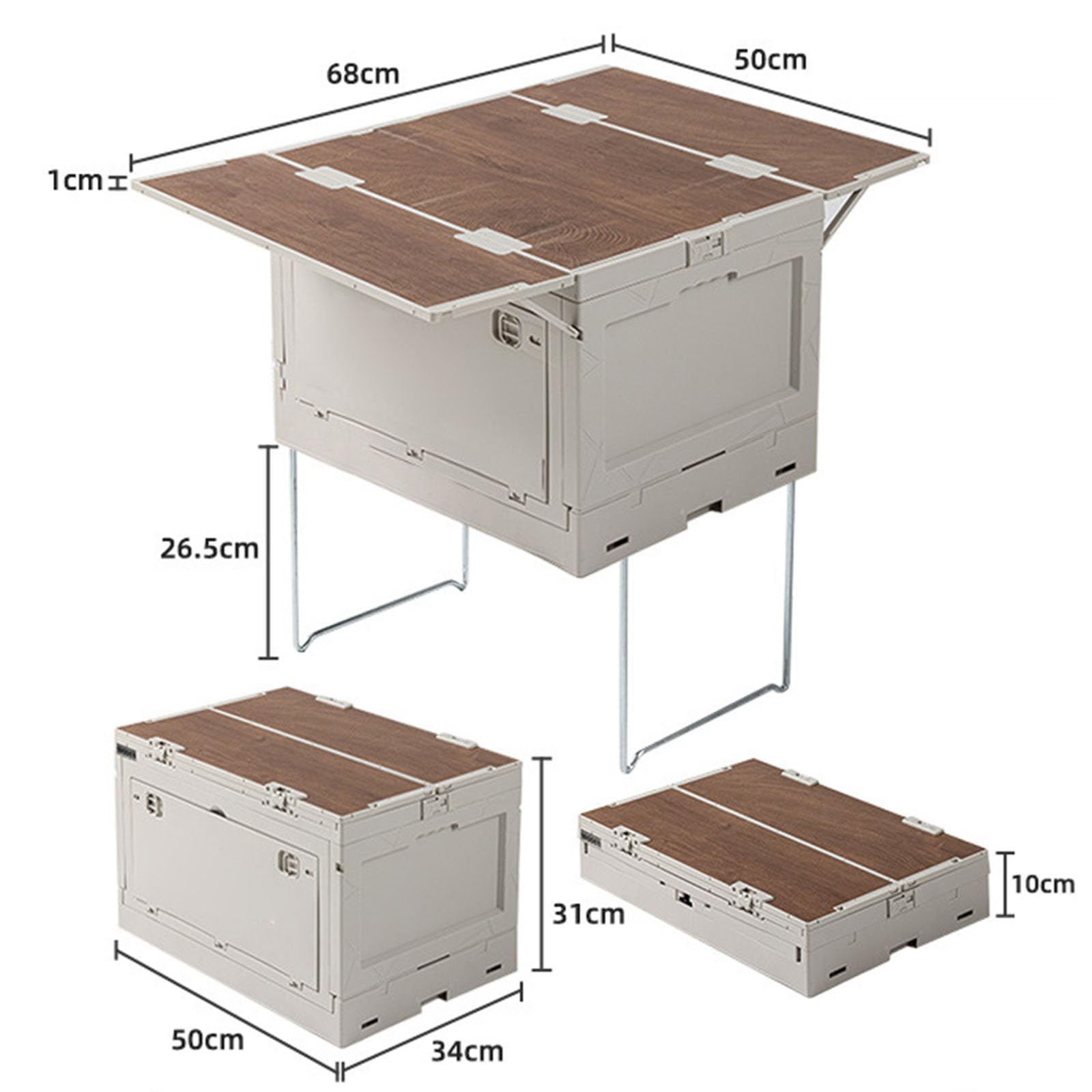 Auto portaoggetti con ruote pieghevoli, capacità 50 l, design a tre aperture per un facile accesso, ideale per campeggio, shopping, giardino e esigenze di trasporto
