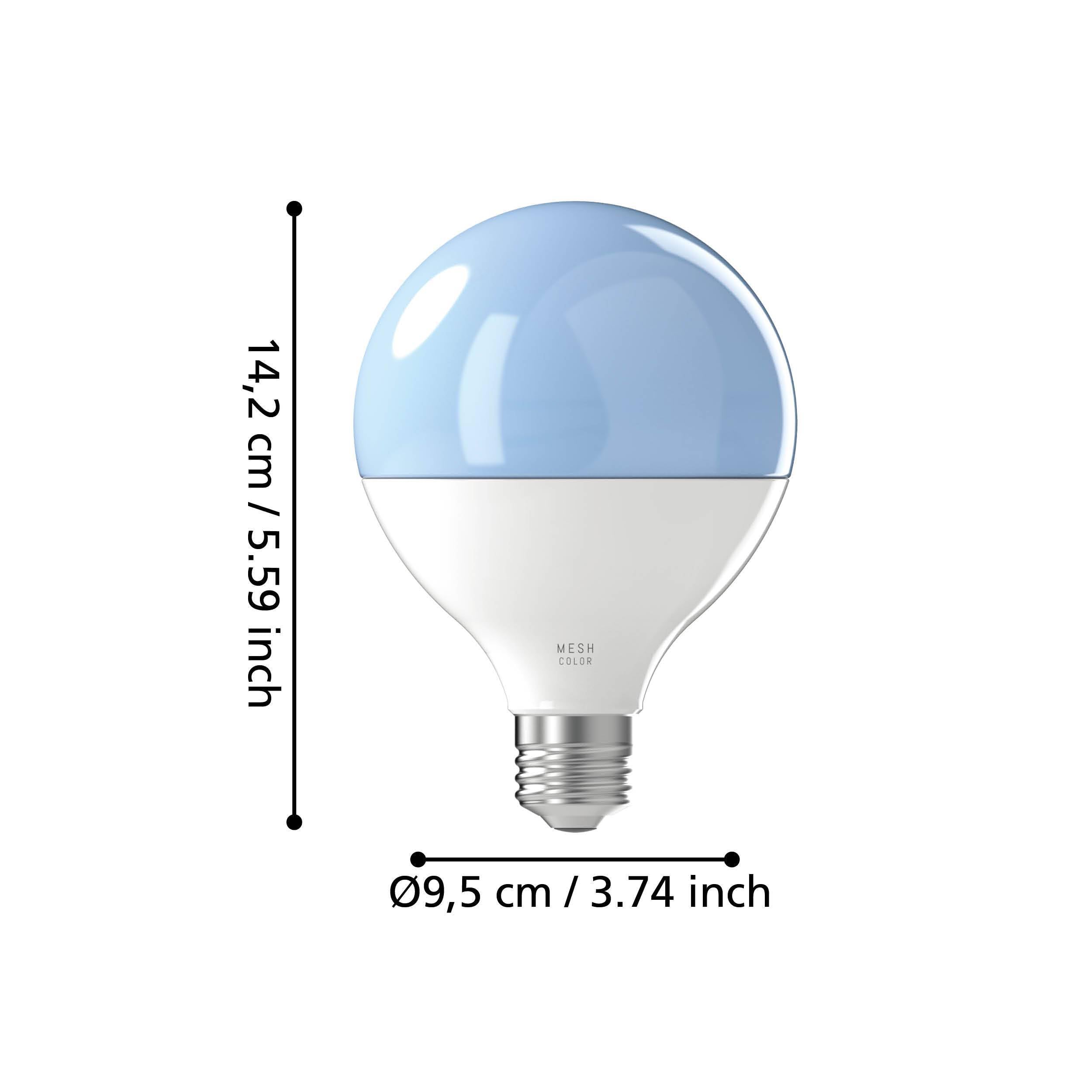 Eglo connect.z Smart Home bombilla LED E27, G95, ZigBee, control de voz y de la aplicación, regulable, colores ajustables, 1300 lúmenes, 13,5 vatios (Paquete de 2)