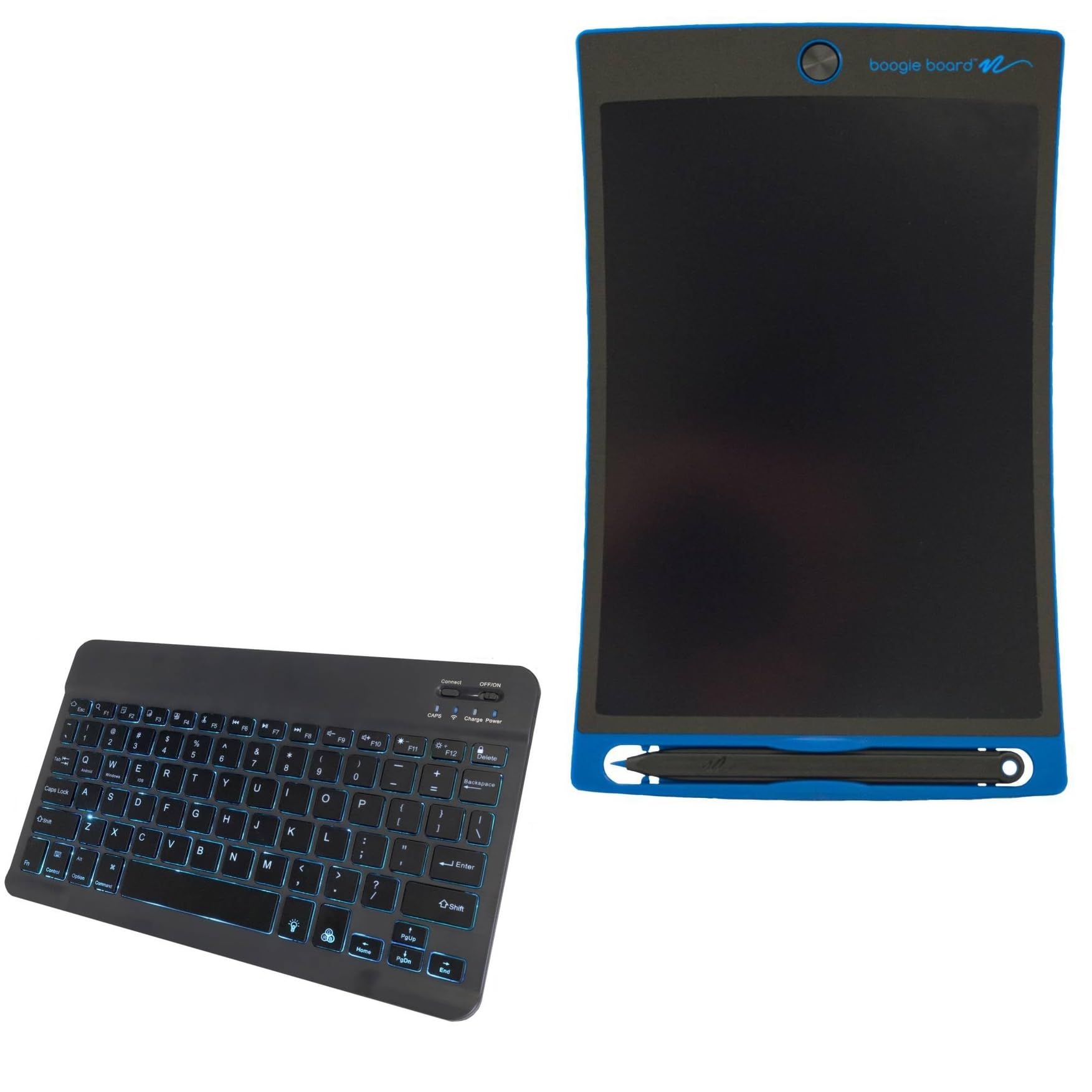 BoxWave Keyboard Compatible with Boogie Board J32220001 (8.5 in) - SlimKeys Bluetooth Keyboard - with Backlight, Portable Slim LED 7 Colors - Jet Black