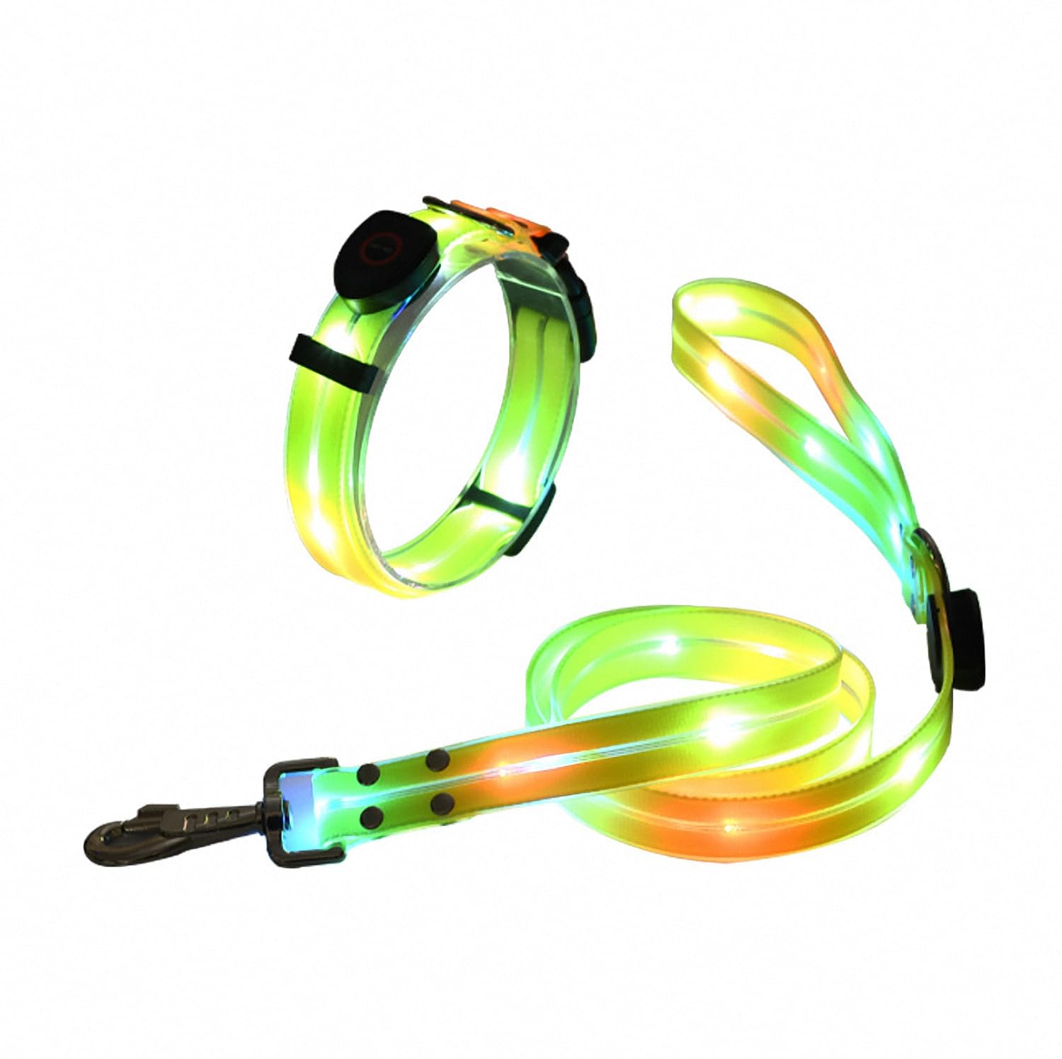 LED-Hundeleine und LED-Hundehalsband, wiederaufladbare Hundeleine und Hundehalsband (für kleine, mittelgroße Hunde), leuchtende Hundeleine, wiederaufladbar, 122 cm, beleuchtete Hundeleine für