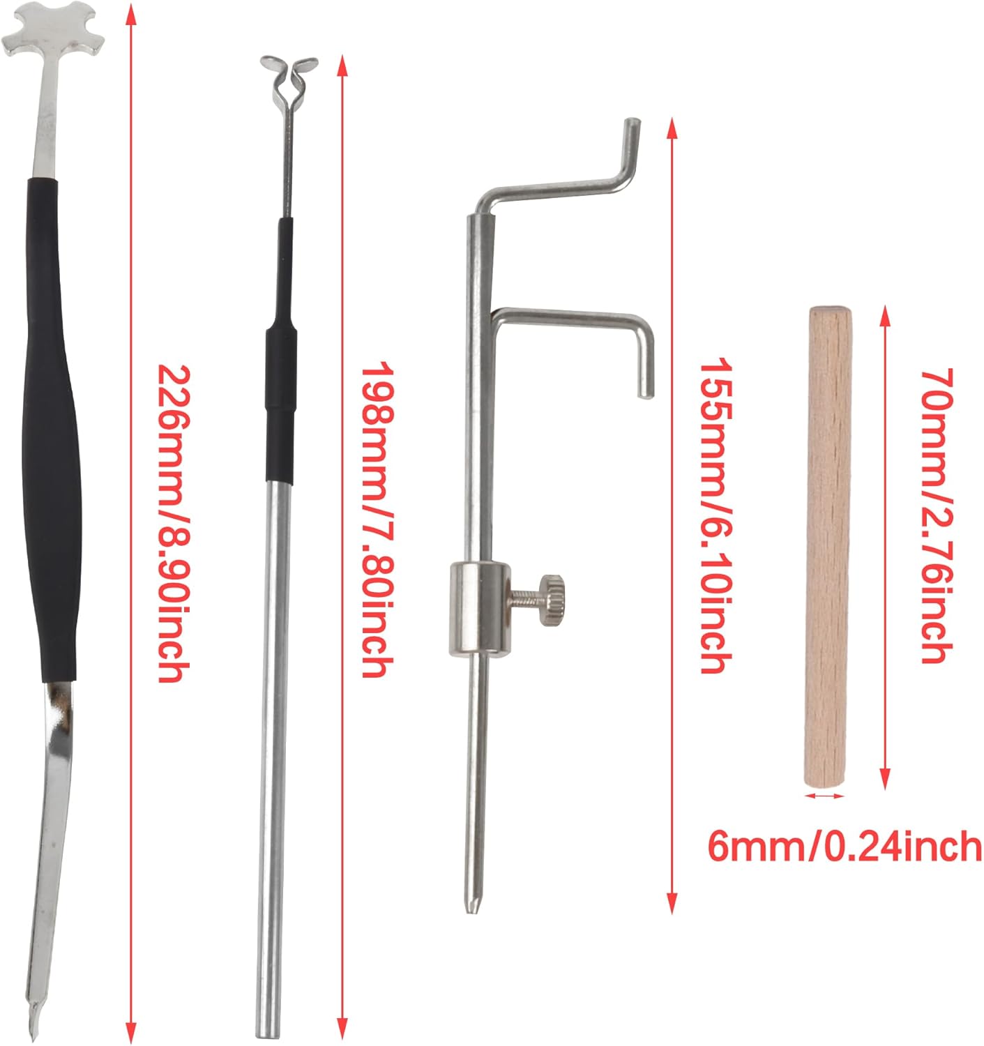 BQLZR Violin Wood Sound Post w/Setter Tool & Gauge & Retriever Clip Silver Pack of 4