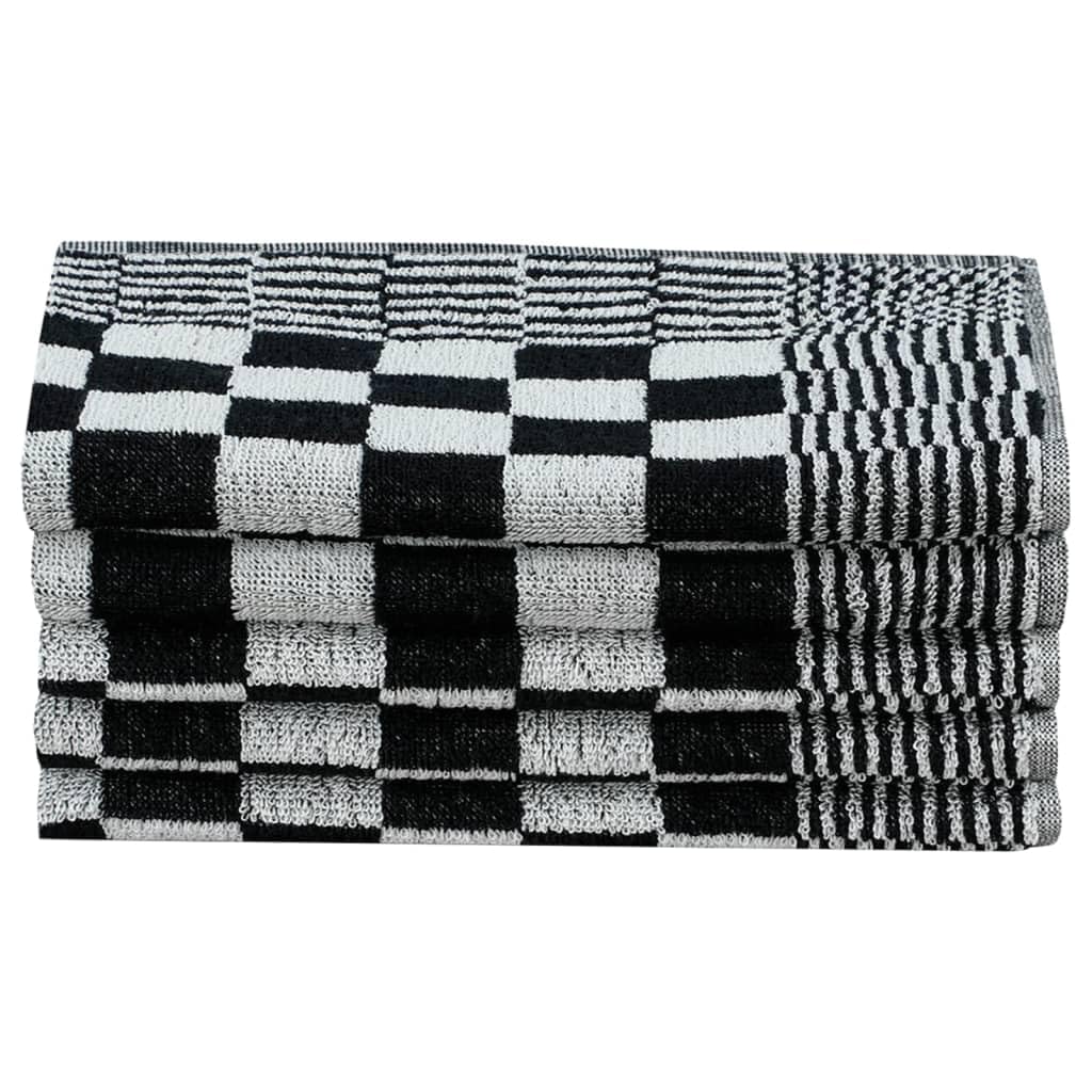 Set di 10 asciugamani in cotone nero bianco con 5 strofinacci da 50 x 70 cm e 5 asciugamani ospite 50 x 50 cm, assorbenti, morbidi, per cucina, bagno e asciugamani per ospiti