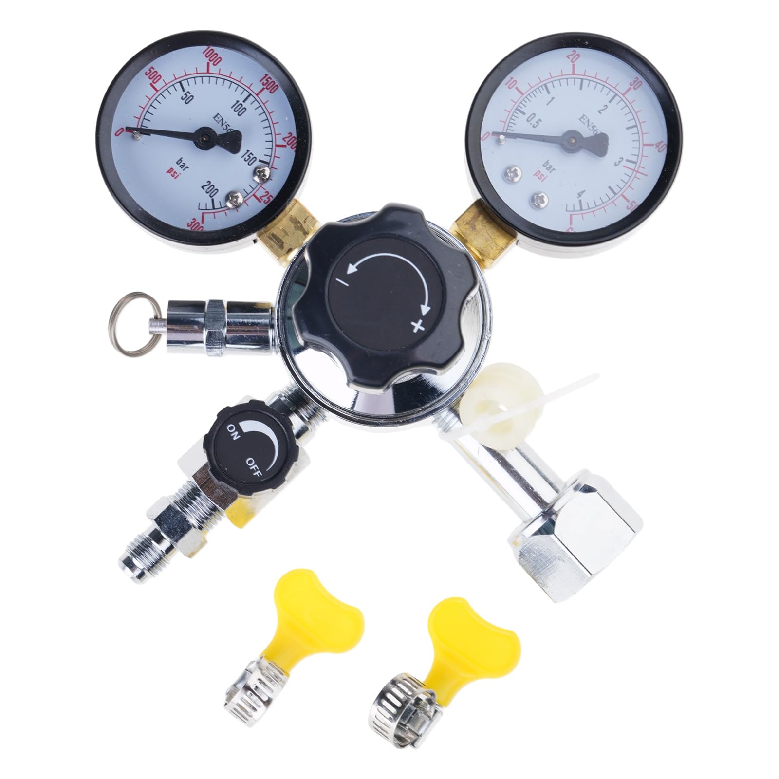 Stainless Steel Brewing Equipment CO2 Regulator Double Stage Carbon Dioxide Pressure Reducing 5 / 16in Double Stage
