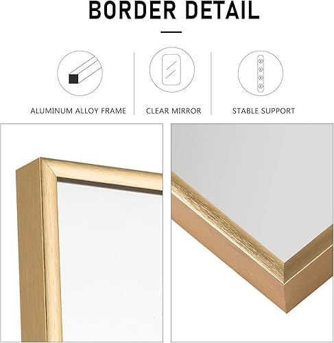 Miniatura 8 de ZHOWI - Espejo de tamaño de cuerpo completo, con marco de metal, para montar, reclinar o colgar en la pared del dormitorio, la sala de estar o el