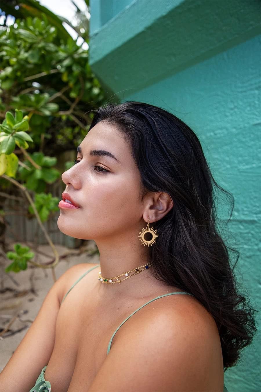 18K Gold Dangle Drop Earrings Small Round Disc Dangle Sun Hoop Earrings for Women Simple Minimalist Jewelry for Girls - Image 6