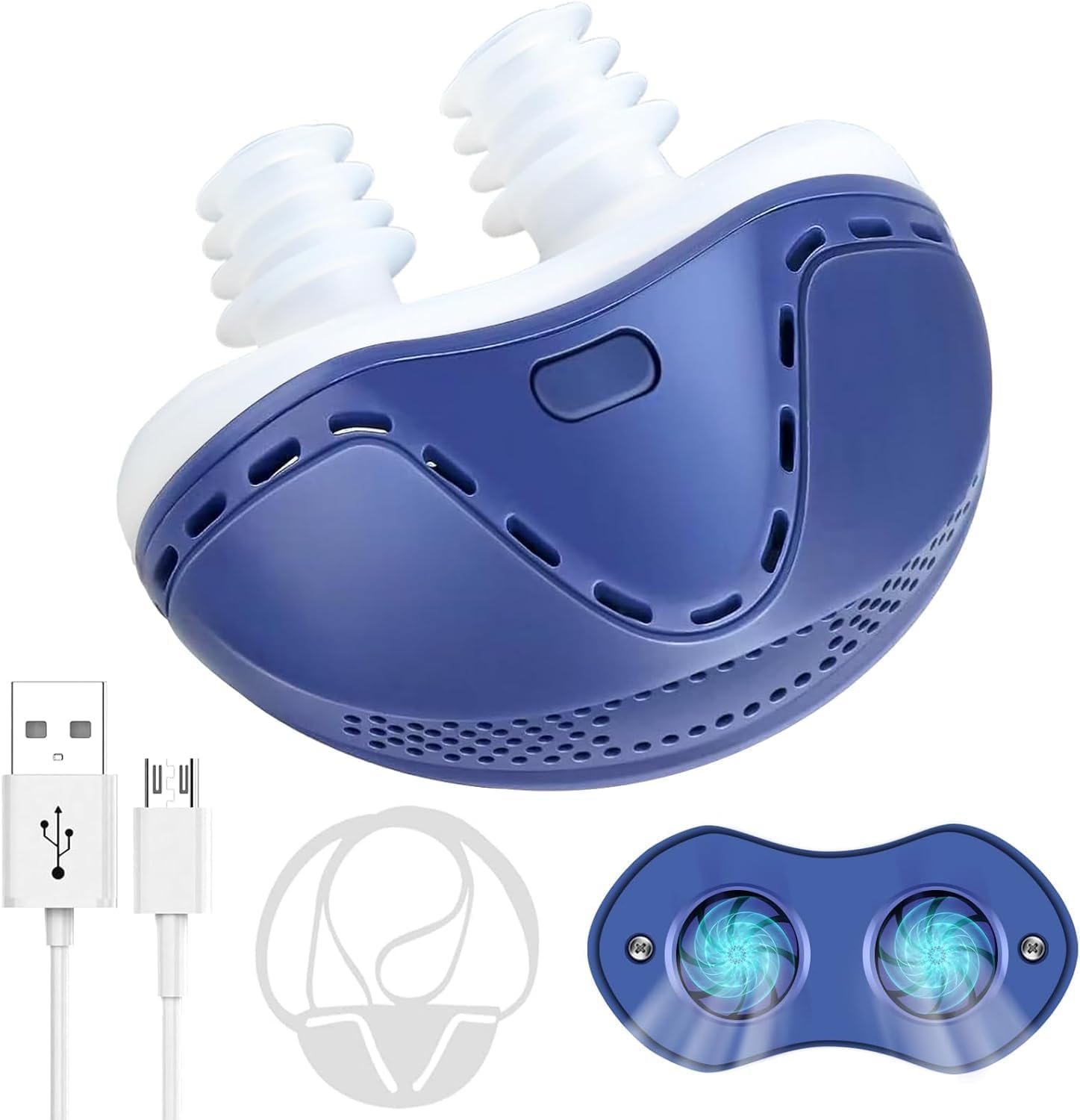 Anti Snoring Devices, Electric Anti Snoring Device, Effective Snoring Prevention, Sleep Apnea Devices for Men and Women, Adjustable Wind Speed, Suitable for All Nose Shapes, Blue Z3
