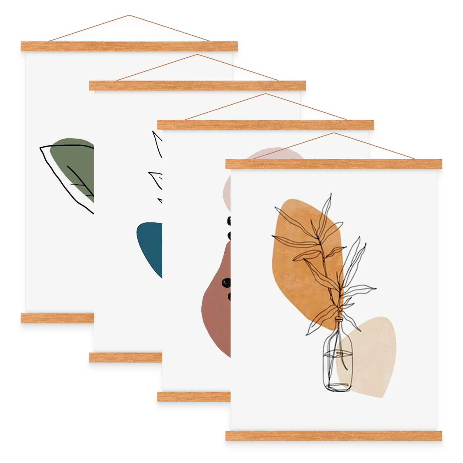 Sanauto Set of 4 A2 Poster Strips, Poster Rail, Magnetic Wooden Poster Hanger, Frame Strips, Picture Frame, 42 x 30 cm