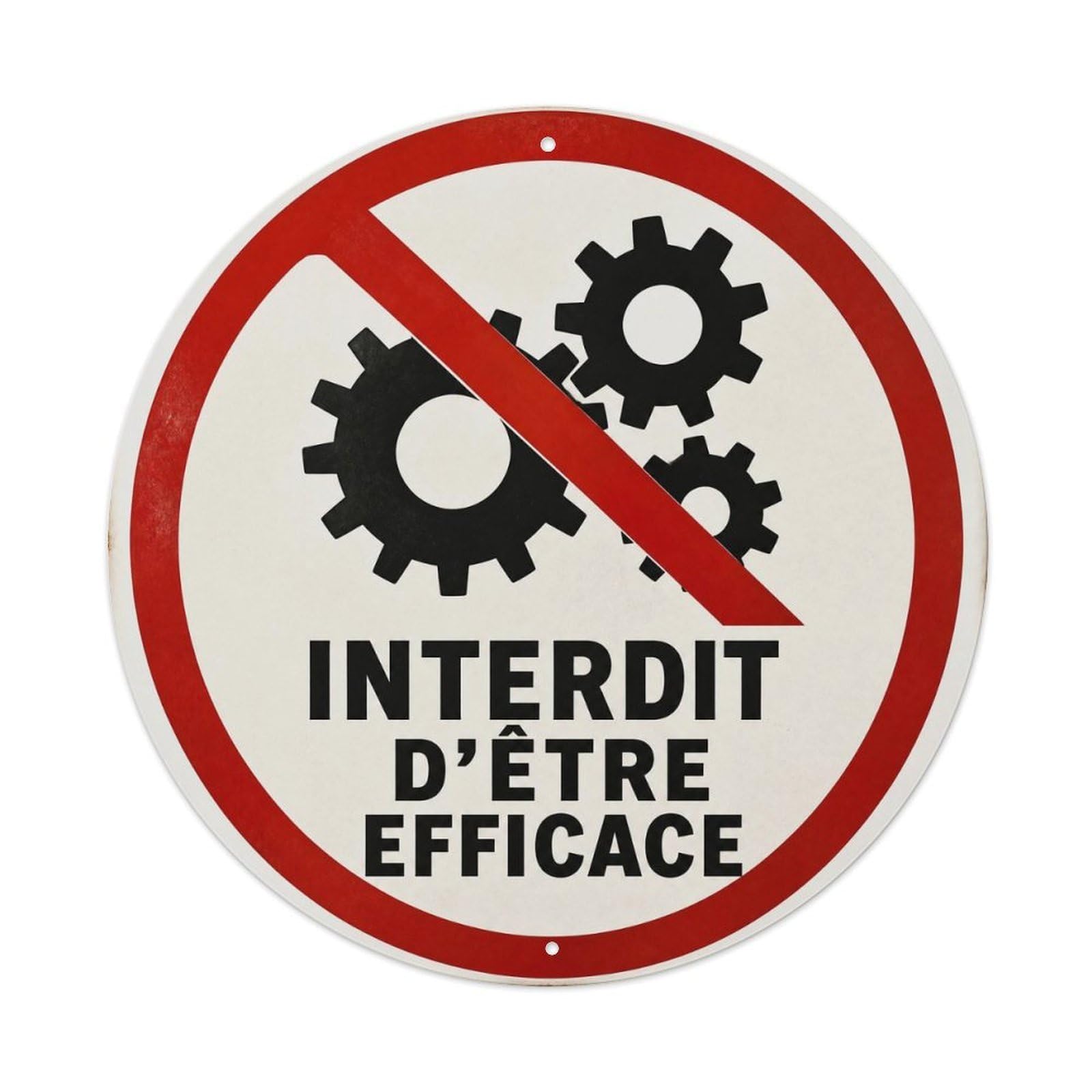 Olyhtr 8X8inch Classic Style Efficiency Humor Notice French Heritage Typography Metal Tin Sign
