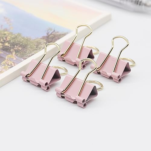 Vista 24 de Clips dorados para carpeta, mini clip para papel, pinzas pequeñas de 0.591 in (5/8 pulgadas), paquete de 100 clips de oficina de tamaño micro