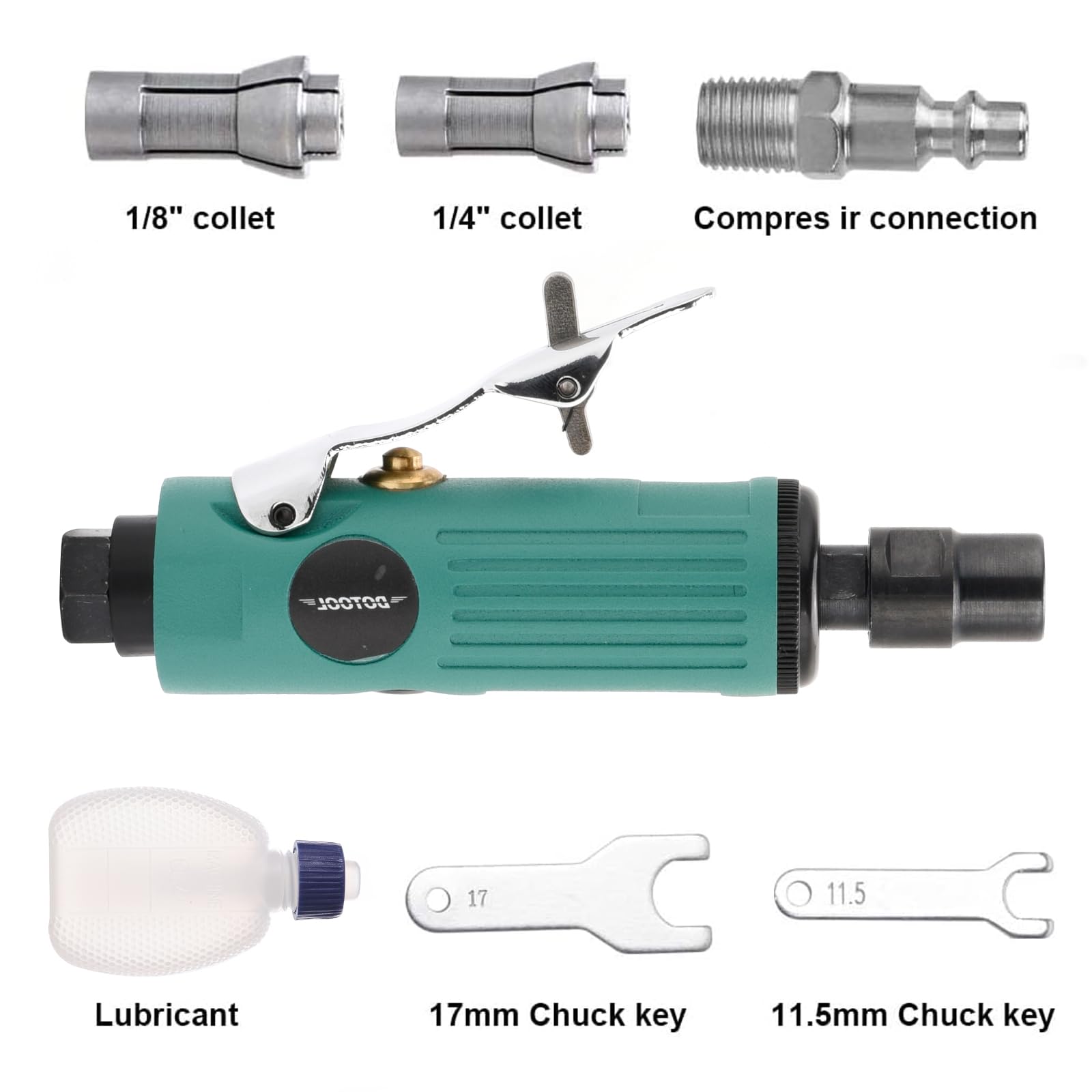 DTCY 1/4'' Mini Air Die Grinder Kit Straight Pneumatic 25000 RPM Re Exhaust Polisher With 146mm And 183mm Collets - View #9