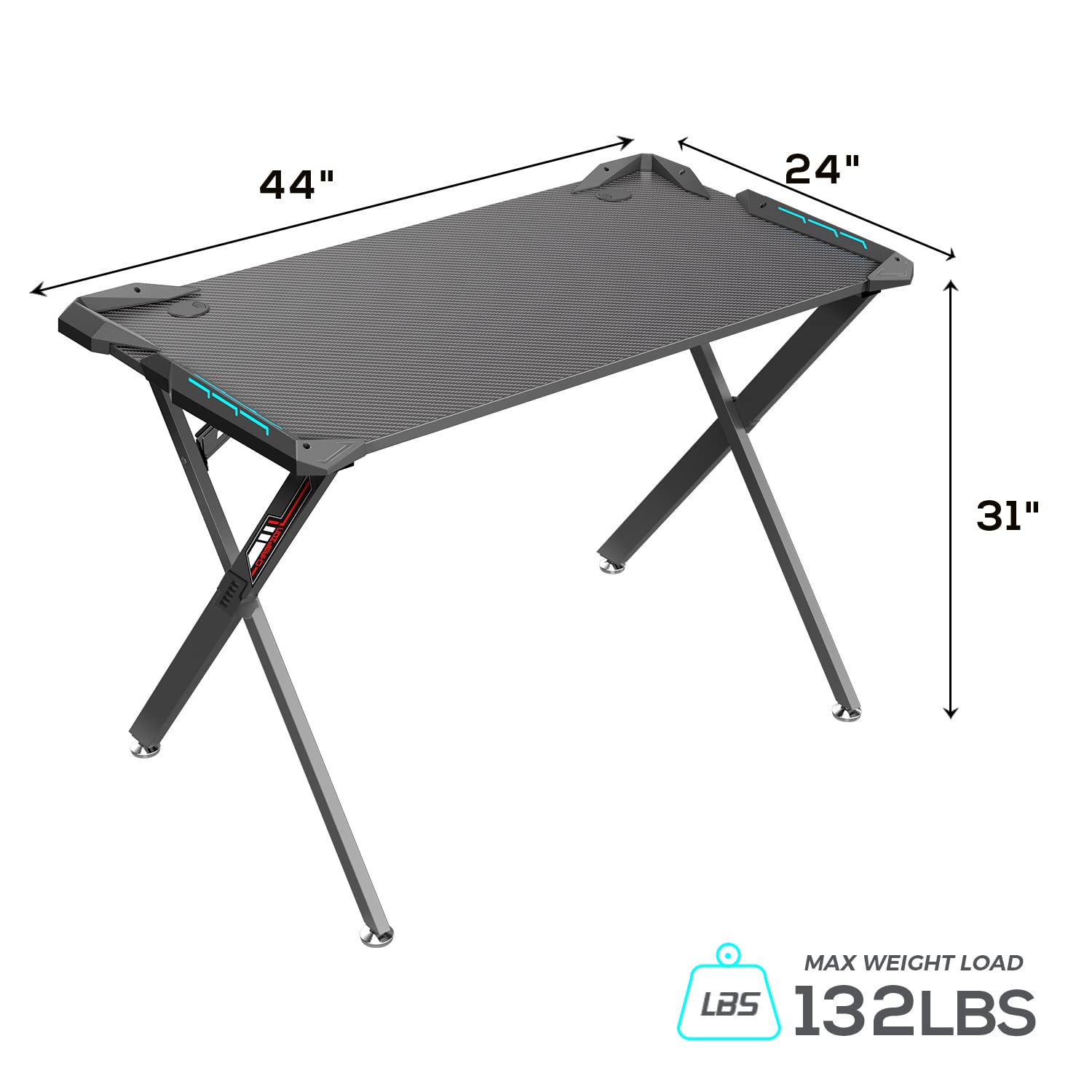 EUREKA ERGONOMIC Gaming Desk with RGB LED Lights, 45 Inch Gamer Desk PC Gaming Computer Desk