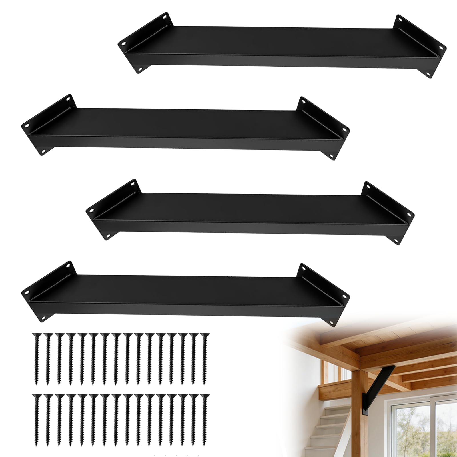 BRGD 4 Pièces Support D'Angle de 45 Degrés, Connecteur D'angle en Bois avec Vis pour Garages, Cabanes Dans Arbres, Terrasses, Pelouses, Cabanes