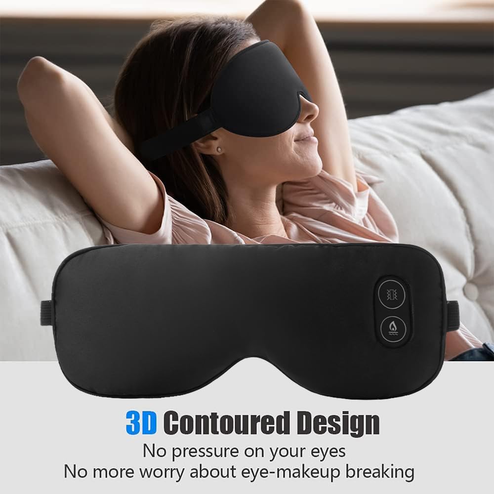 Umisleep Mascherina per dormire, in memory foam, per donne e uomini, mascherina per occhi sagomata 3D, 100% blocco, maschera per dormire a tutta la luce, per viaggi, pisolini, yoga, unisex, nero