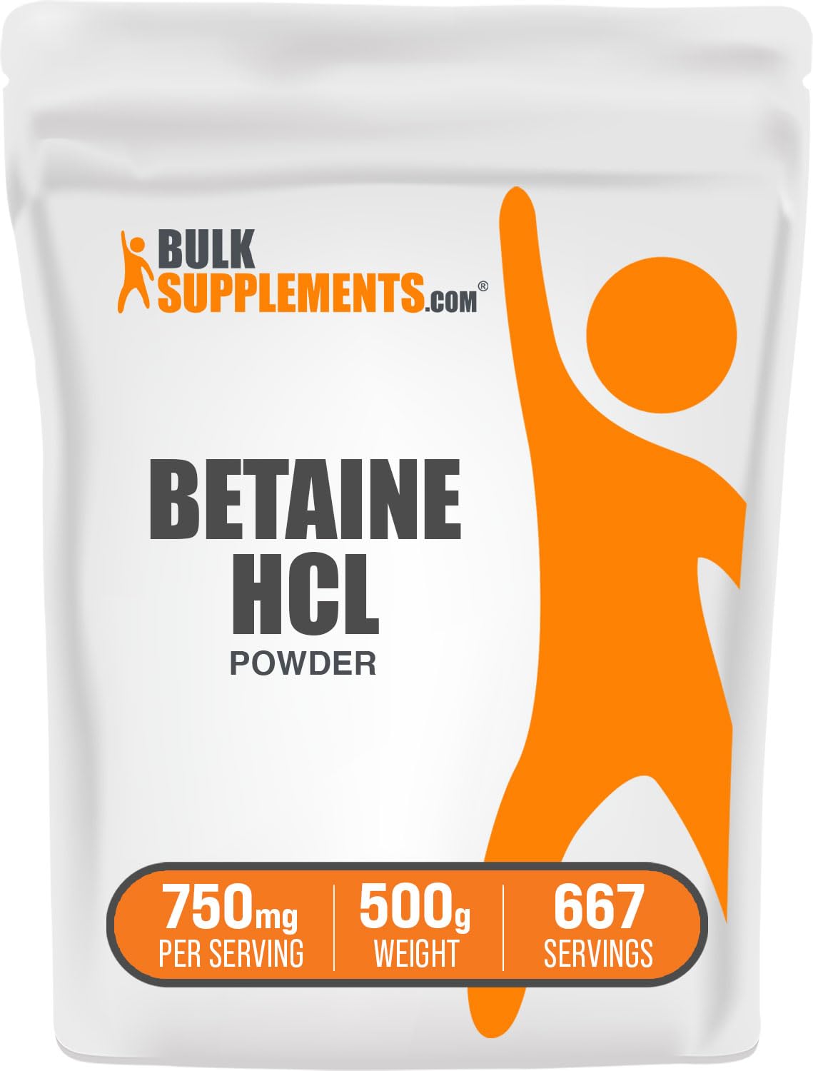 BulkSupplements.com Betaine HCl Powder - Betaine Hydrochloride Supplement, Digestive Support - Gluten Free, 750mg per Serving, 500g (1.1 lbs) (Pack of 1) 1.1 Pound (Pack of 1)