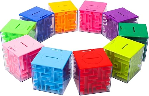 Miniatura 3 de Paquete de 10 cajas de rompecabezas de laberinto de dinero con 10 colores, caja de regalo única para juegos de rompecabezas de laberinto para niños