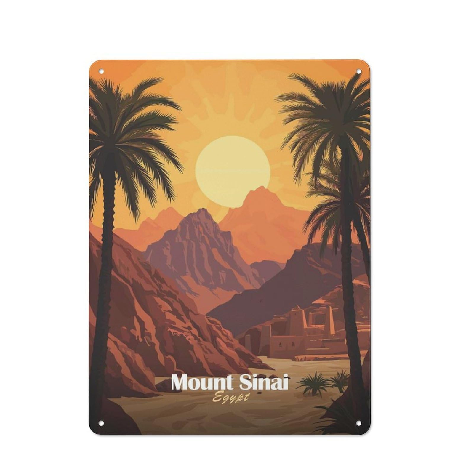 Junmoney Style-19 Creative Mount Sinai Sunset Tin Sign 40X30cm, Study Room Decor For Workspace, Cafe, Shop Or Desk Area